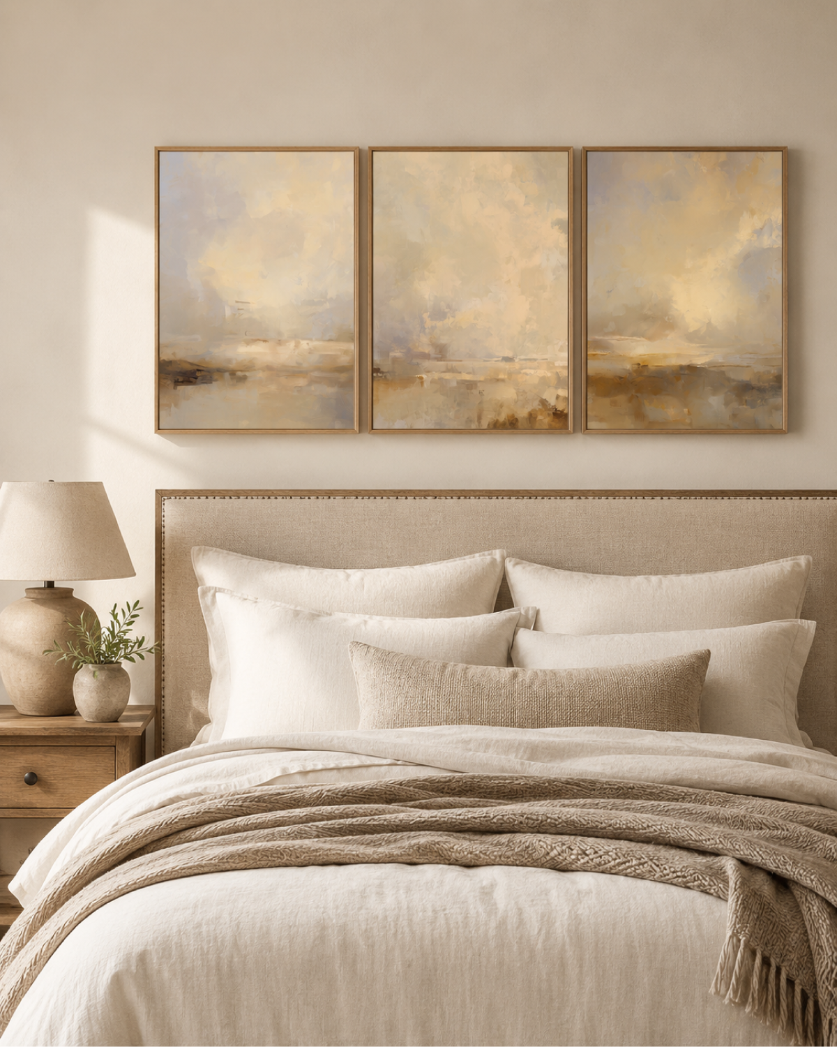 Earth Tone Abstract Bedroom Wall Art Printable — Set of 3