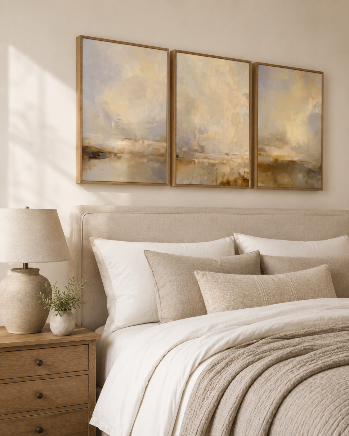 Earth Tone Abstract Bedroom Wall Art Printable — Set of 3