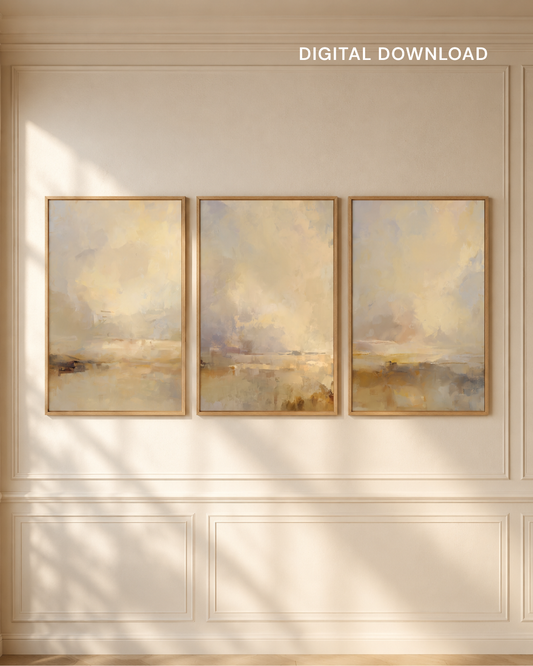 Earth Tone Abstract Bedroom Wall Art Printable — Set of 3