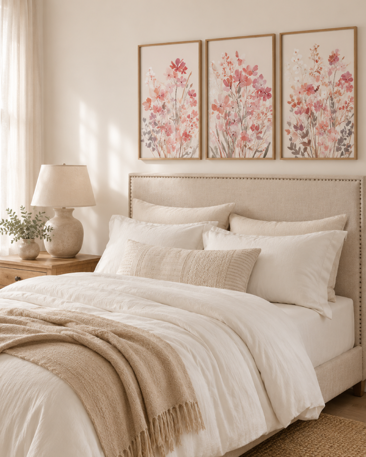 Watercolor Botanical Bedroom Wall Art Printable | Set of 3