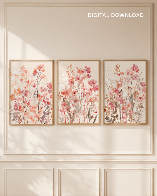 Watercolor Botanical Bedroom Wall Art Printable — Set of 3