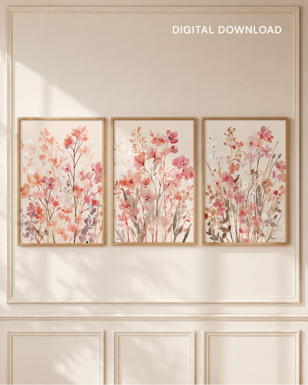 Watercolor Botanical Bedroom Wall Art Printable | Set of 3