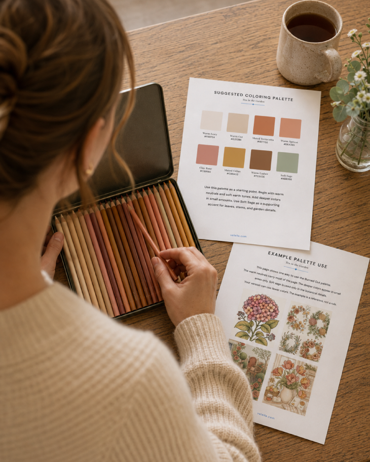 Botanical Garden Coloring Book for Burnout Recovery | Tea in the Garden